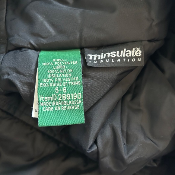 LL Bean Kids Size 5-6 Snowsuit Coveralls Black Thinsulate Insulation Winter Ware - Picture 7 of 9